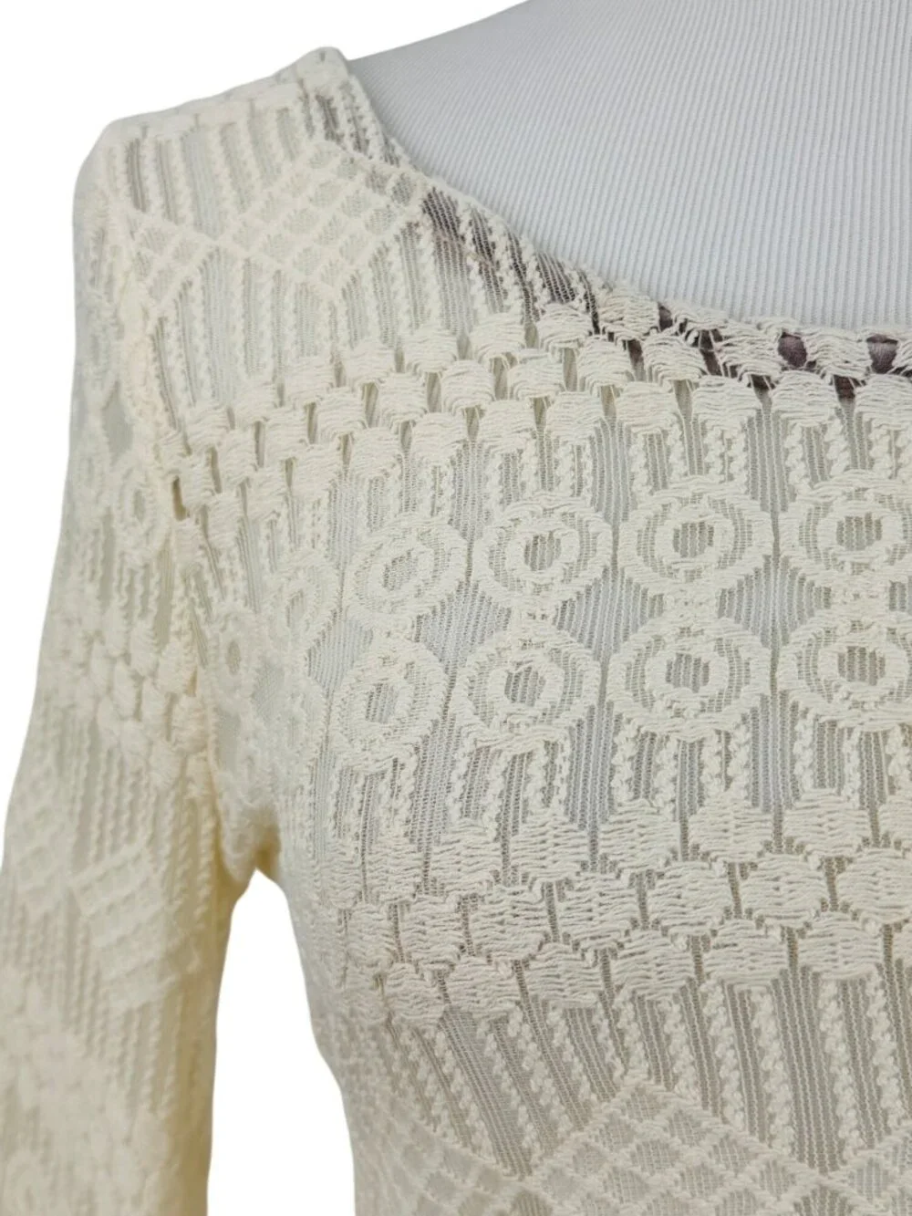 RARE Free People Embellished Bell Sleeve Lace Tunic Mini Dress S/M | Boho Indie